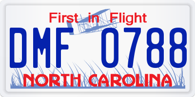 NC license plate DMF0788