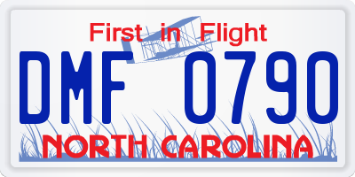 NC license plate DMF0790