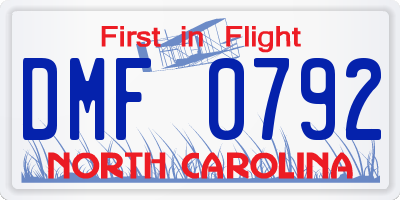 NC license plate DMF0792