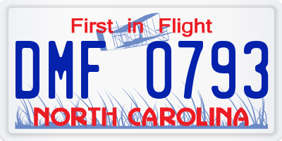 NC license plate DMF0793