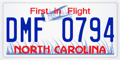 NC license plate DMF0794