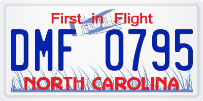 NC license plate DMF0795