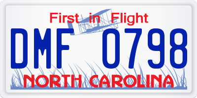 NC license plate DMF0798