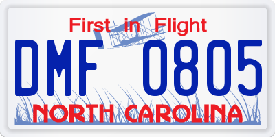 NC license plate DMF0805