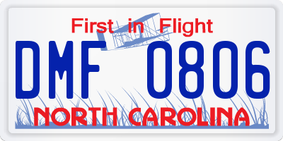 NC license plate DMF0806