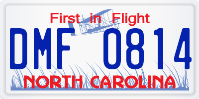 NC license plate DMF0814