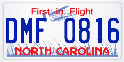 NC license plate DMF0816