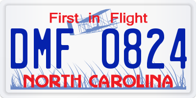 NC license plate DMF0824