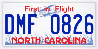 NC license plate DMF0826