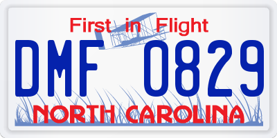NC license plate DMF0829