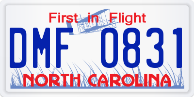 NC license plate DMF0831