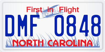 NC license plate DMF0848