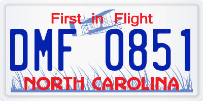 NC license plate DMF0851