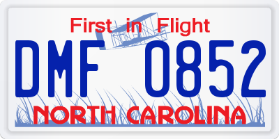 NC license plate DMF0852