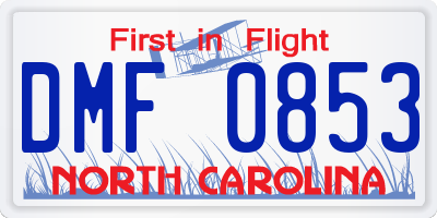 NC license plate DMF0853