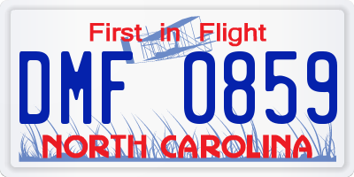 NC license plate DMF0859