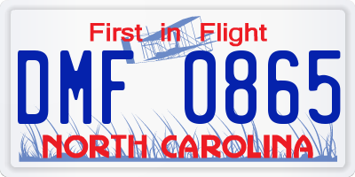 NC license plate DMF0865