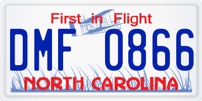 NC license plate DMF0866