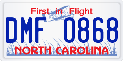 NC license plate DMF0868