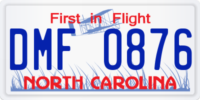 NC license plate DMF0876