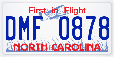 NC license plate DMF0878