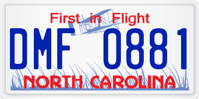 NC license plate DMF0881