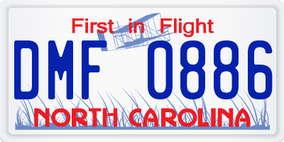 NC license plate DMF0886