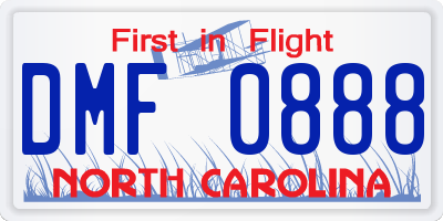 NC license plate DMF0888