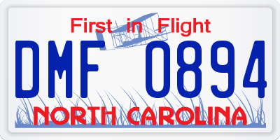 NC license plate DMF0894