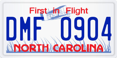 NC license plate DMF0904