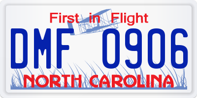 NC license plate DMF0906