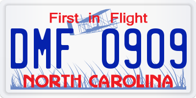 NC license plate DMF0909