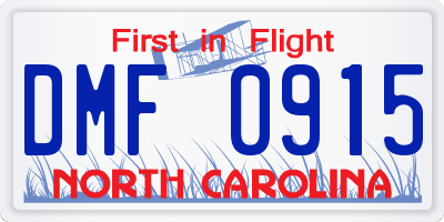 NC license plate DMF0915