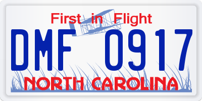 NC license plate DMF0917