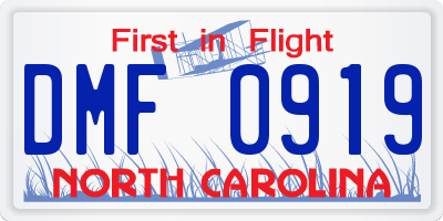 NC license plate DMF0919