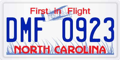 NC license plate DMF0923