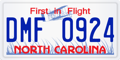 NC license plate DMF0924