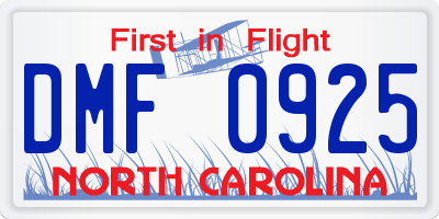 NC license plate DMF0925