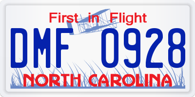 NC license plate DMF0928