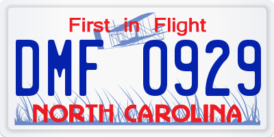 NC license plate DMF0929