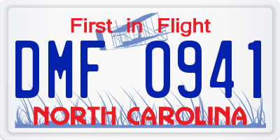NC license plate DMF0941
