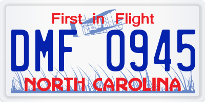 NC license plate DMF0945