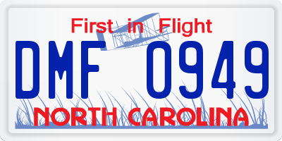 NC license plate DMF0949
