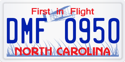 NC license plate DMF0950