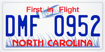 NC license plate DMF0952