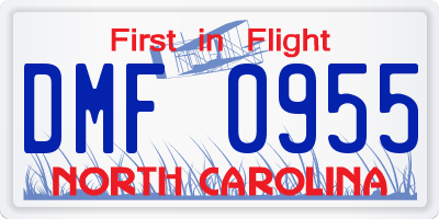 NC license plate DMF0955