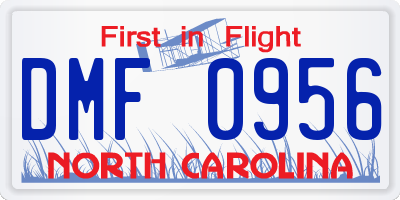 NC license plate DMF0956