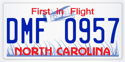 NC license plate DMF0957