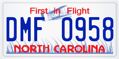 NC license plate DMF0958