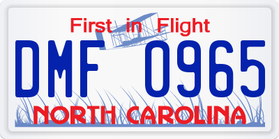NC license plate DMF0965